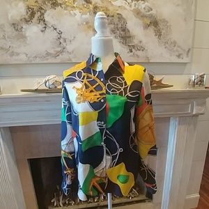 Nautical 100% Silk Blouse